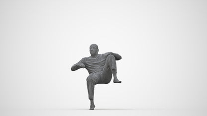 3D people model man casual bathroom, scanned human for 3ds Max rendering, wireframe back view
