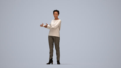 photogrammetry 3D woman casual standing, realistic human model archviz FBX, top-down view render