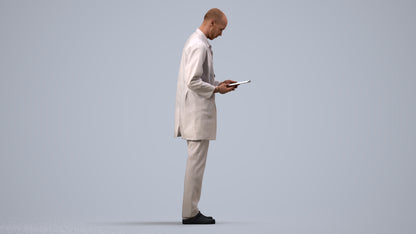 3D scanned man medical, photorealistic archviz people for Enscape and SketchUp, side view render
