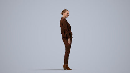 3D scanned woman business, photorealistic archviz people for Enscape and SketchUp, side view render