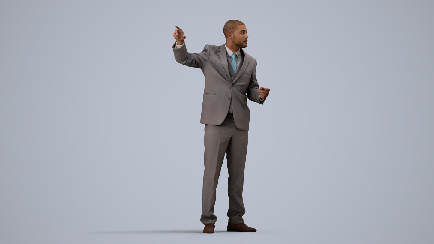 realistic 3D man business, scanned archviz people for Blender and 3ds Max, side view render