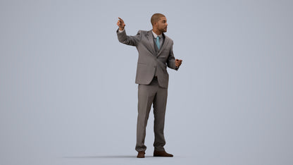 realistic 3D man business, scanned archviz people for Blender and 3ds Max, side view render