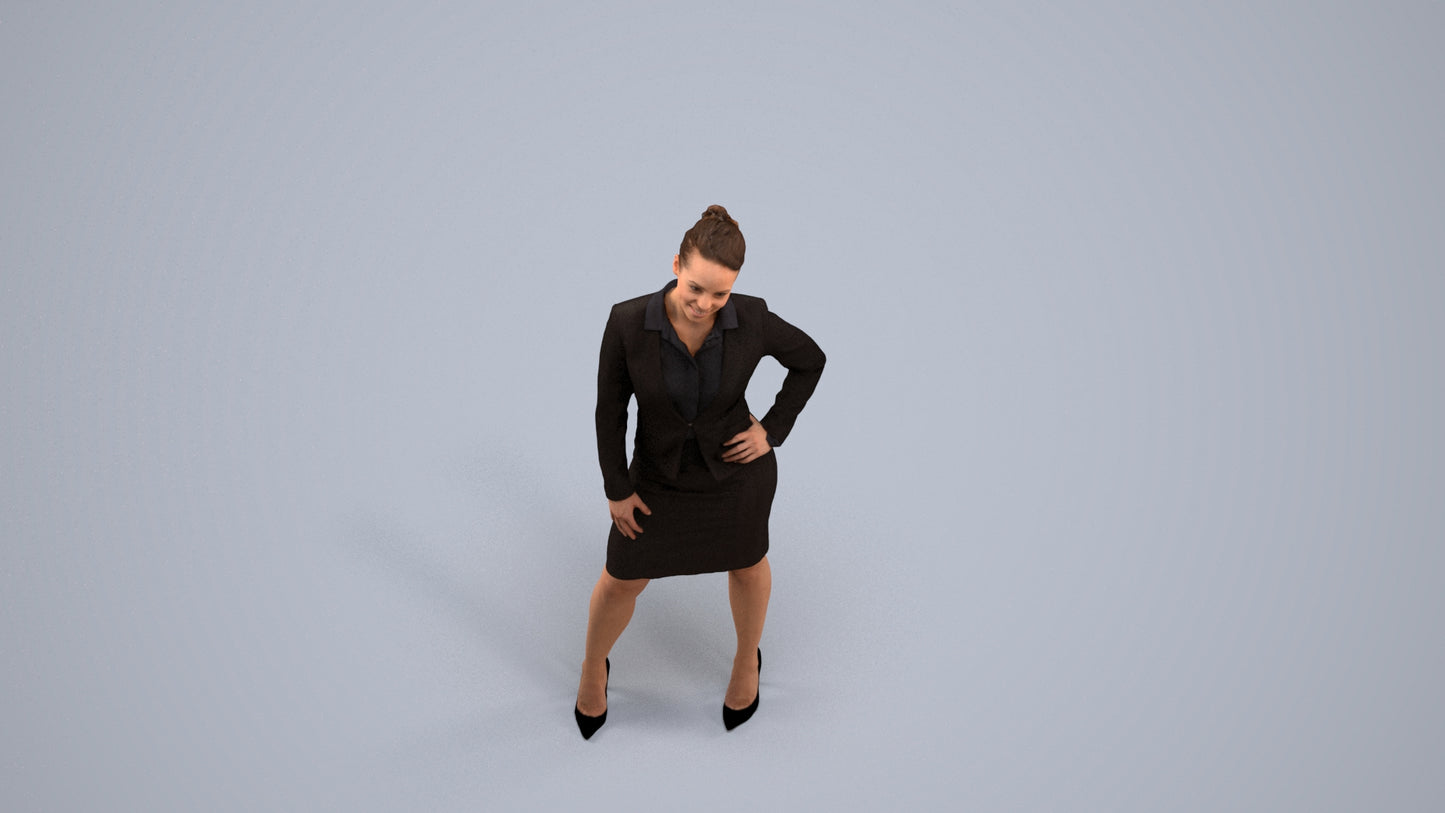 3D scanned woman business, photorealistic archviz people for Enscape and SketchUp, back view render