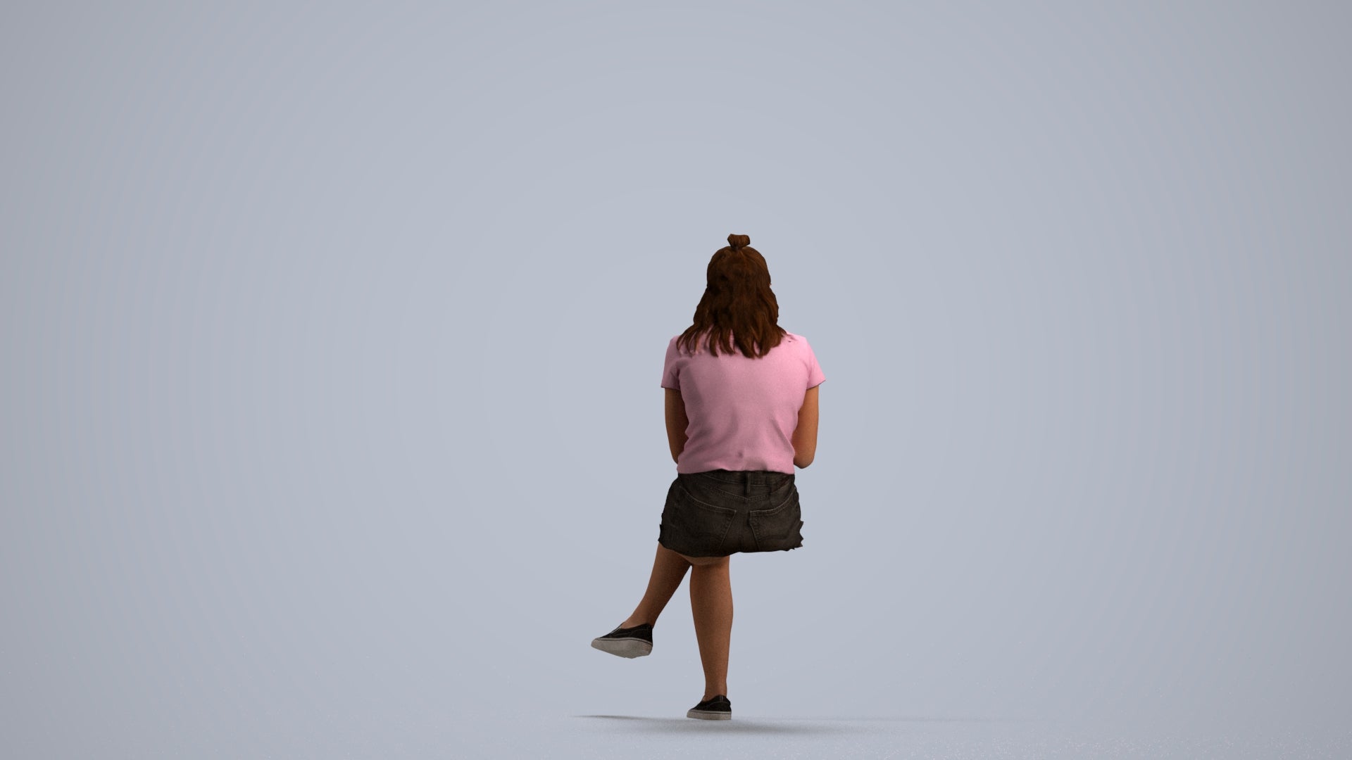 photogrammetry 3D girl casual kids, realistic human model archviz FBX, front view render