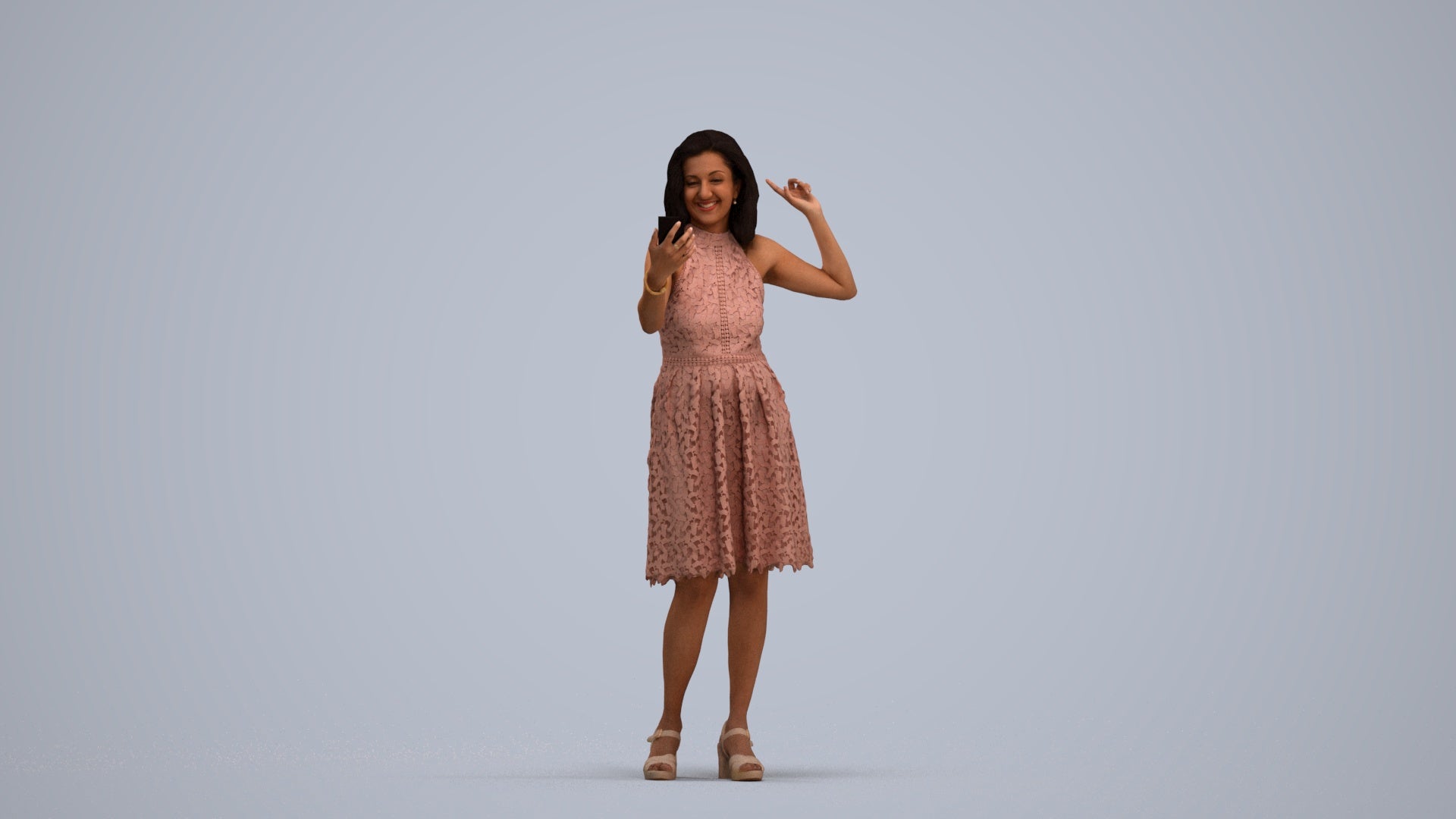 scanned 3D woman formal standing, photogrammetry people for Enscape and V-Ray, standing pose render