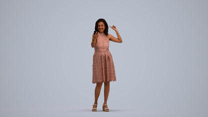 scanned 3D woman formal standing, photogrammetry people for Enscape and V-Ray, standing pose render