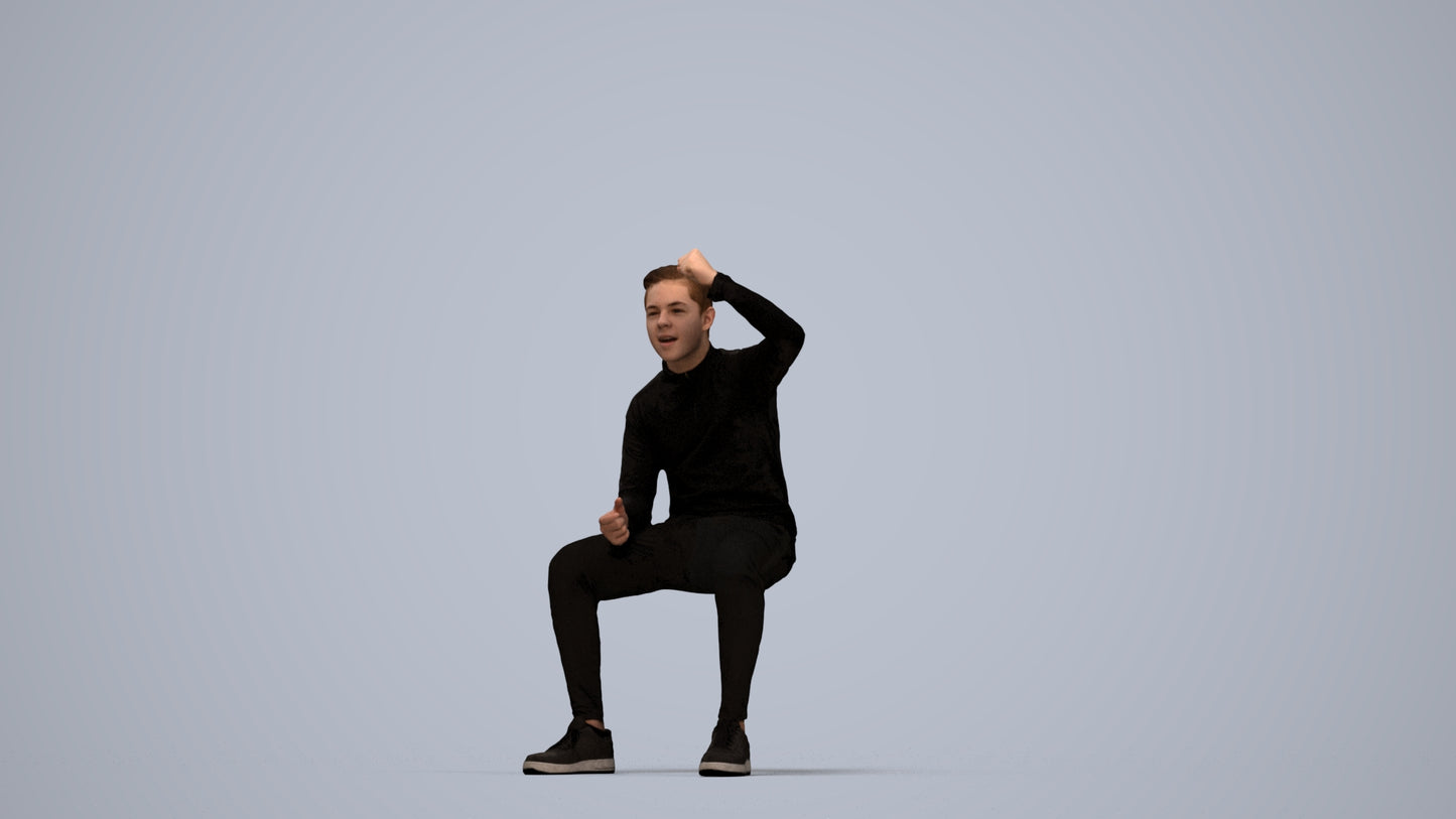 scanned 3D boy casual kids, photogrammetry people for Enscape and V-Ray, top-down view render