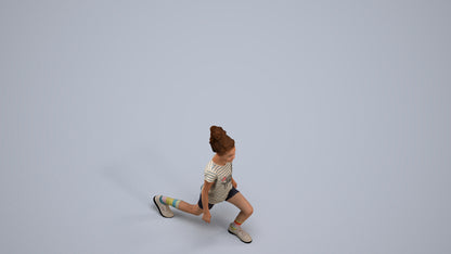 realistic 3D girl casual kids, scanned archviz people for Blender and 3ds Max, back view render