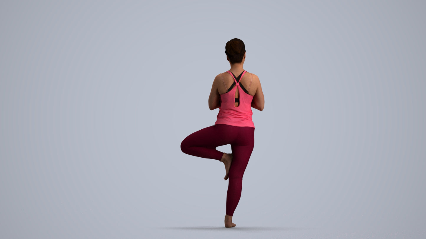 3D scanned woman sport, photorealistic archviz people for Enscape and SketchUp, front view render