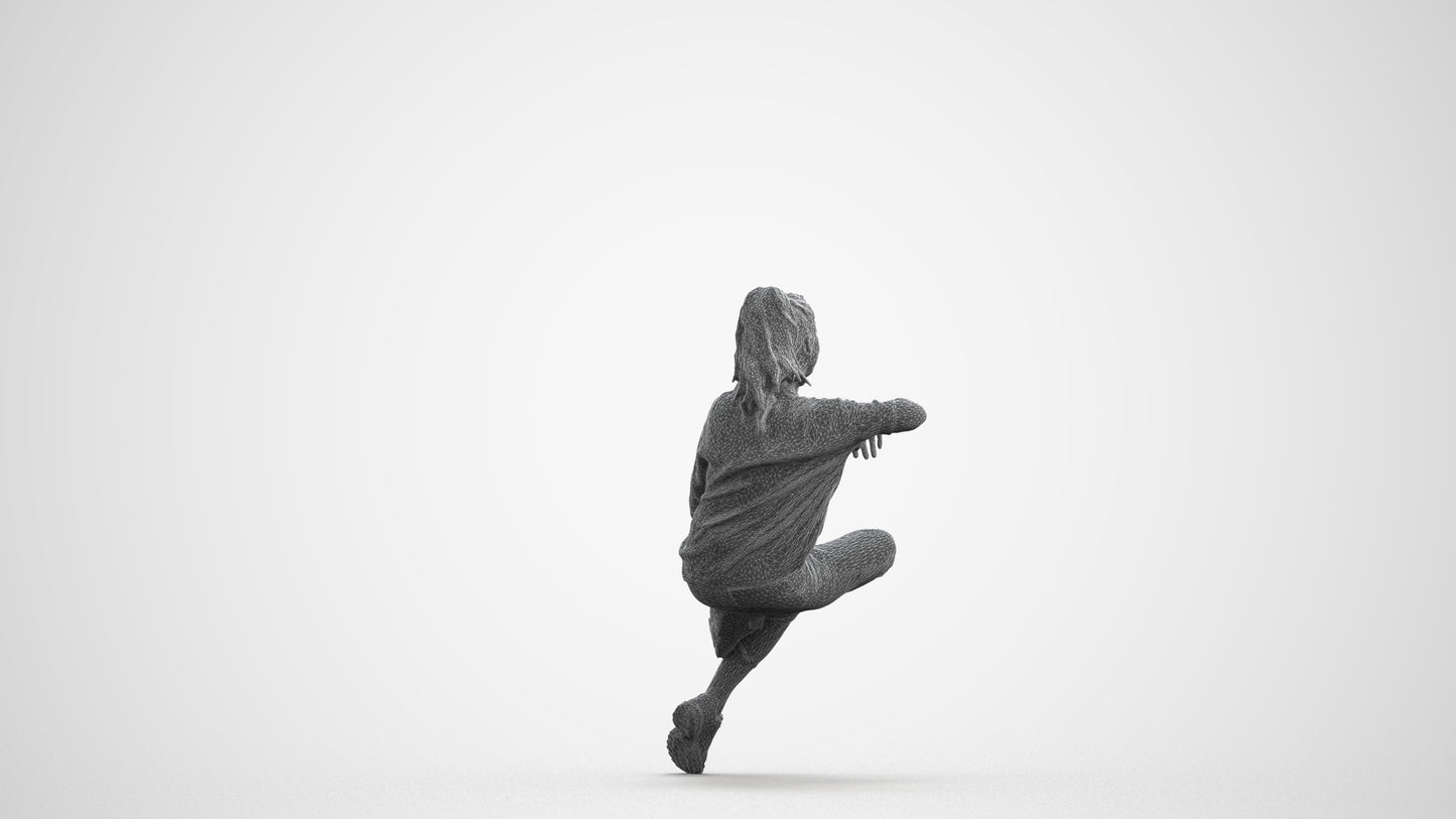 scanned 3D woman casual sitting, photogrammetry people for Enscape and V-Ray, wireframe front view