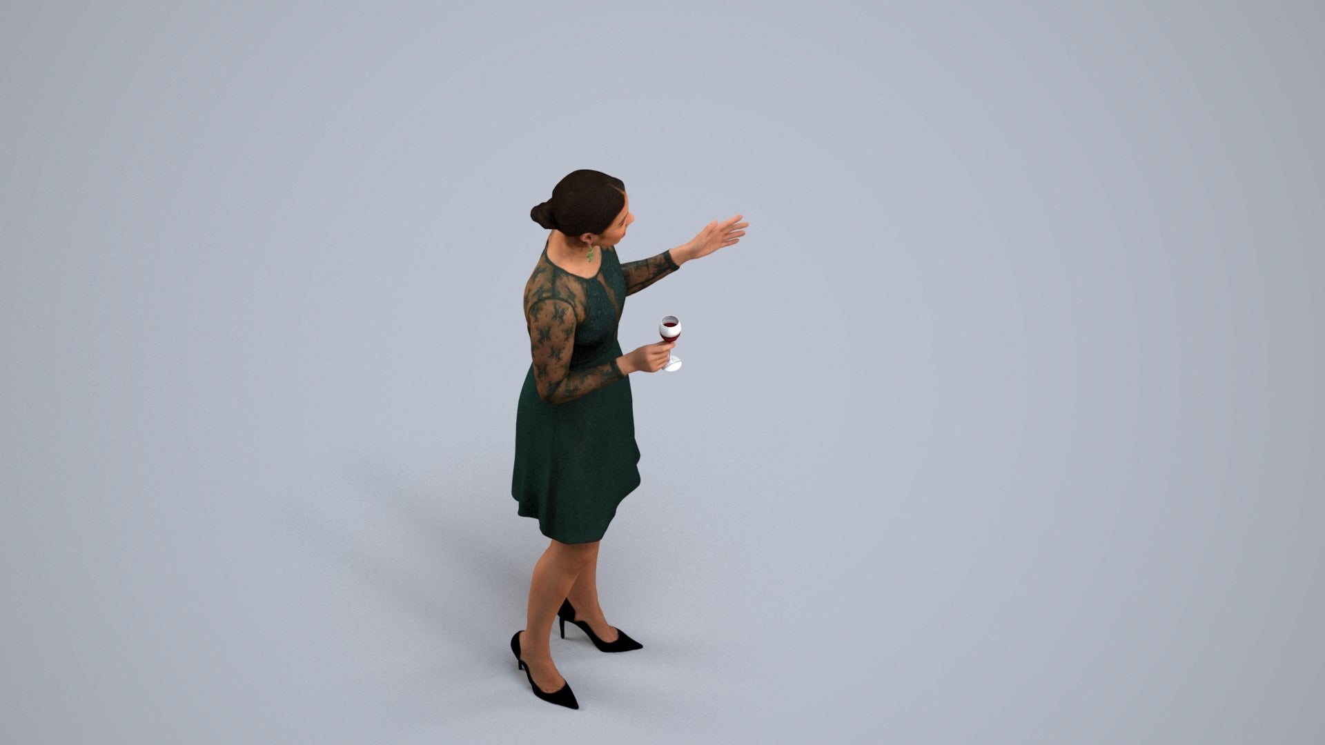 3D scanned woman business formal, photorealistic archviz people for Enscape and SketchUp, back view render