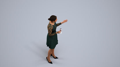 3D scanned woman business formal, photorealistic archviz people for Enscape and SketchUp, back view render