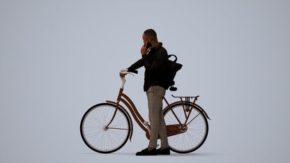 realistic 3D people man business cycling, render-ready for V-Ray and Corona, FBX OBJ, three-quarter view render