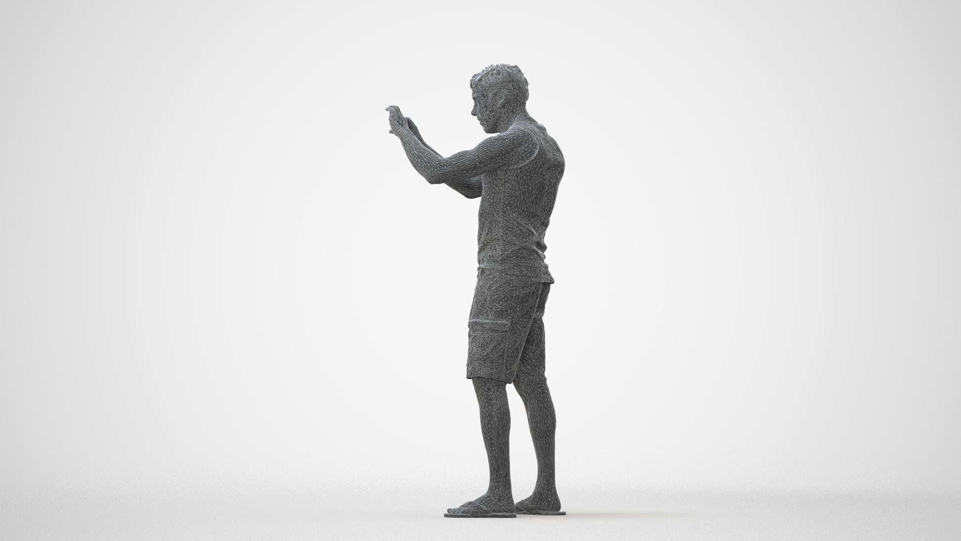 realistic 3D man casual standing, scanned archviz people for Blender and 3ds Max, square thumbnail