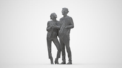 scanned 3D senior woman business shopping, photogrammetry people for Enscape and V-Ray, wireframe back view