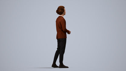 photogrammetry 3D man casual standing, realistic human model archviz FBX, side view render
