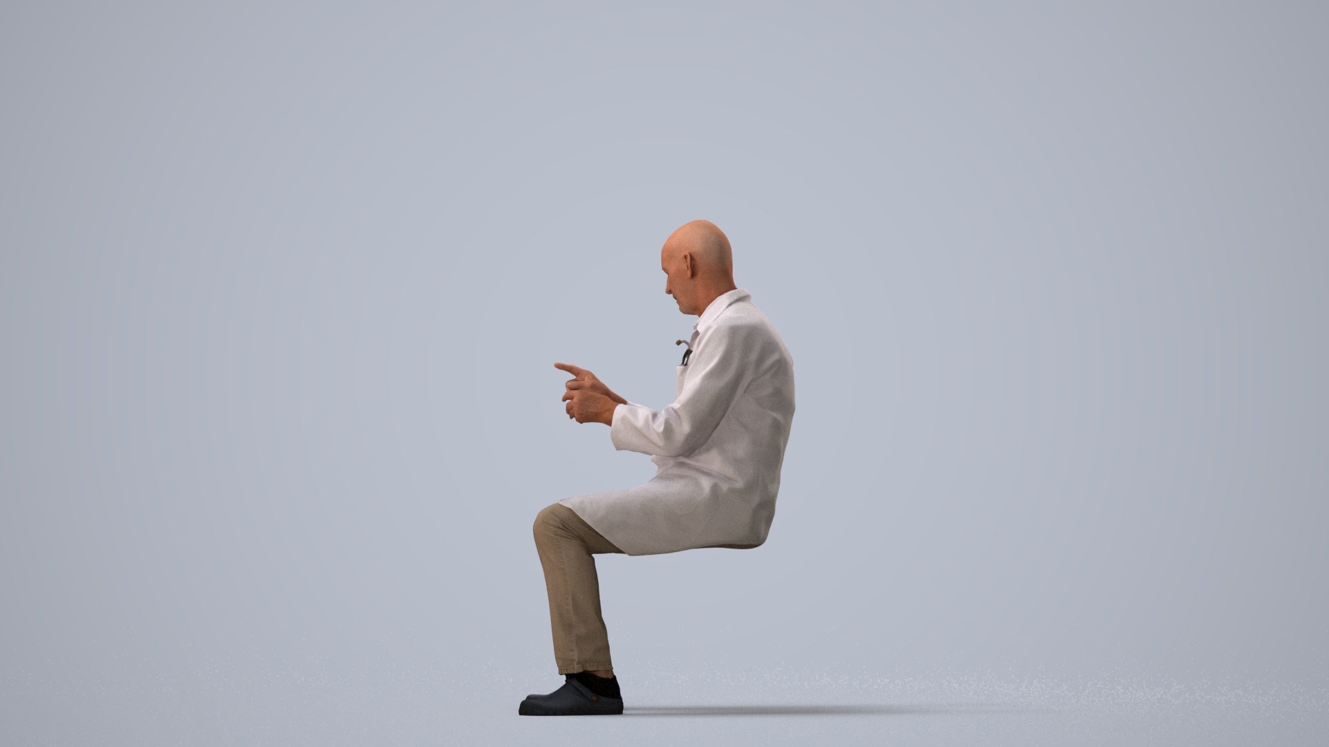 3D people model senior man medical, scanned human for 3ds Max rendering, three-quarter view render