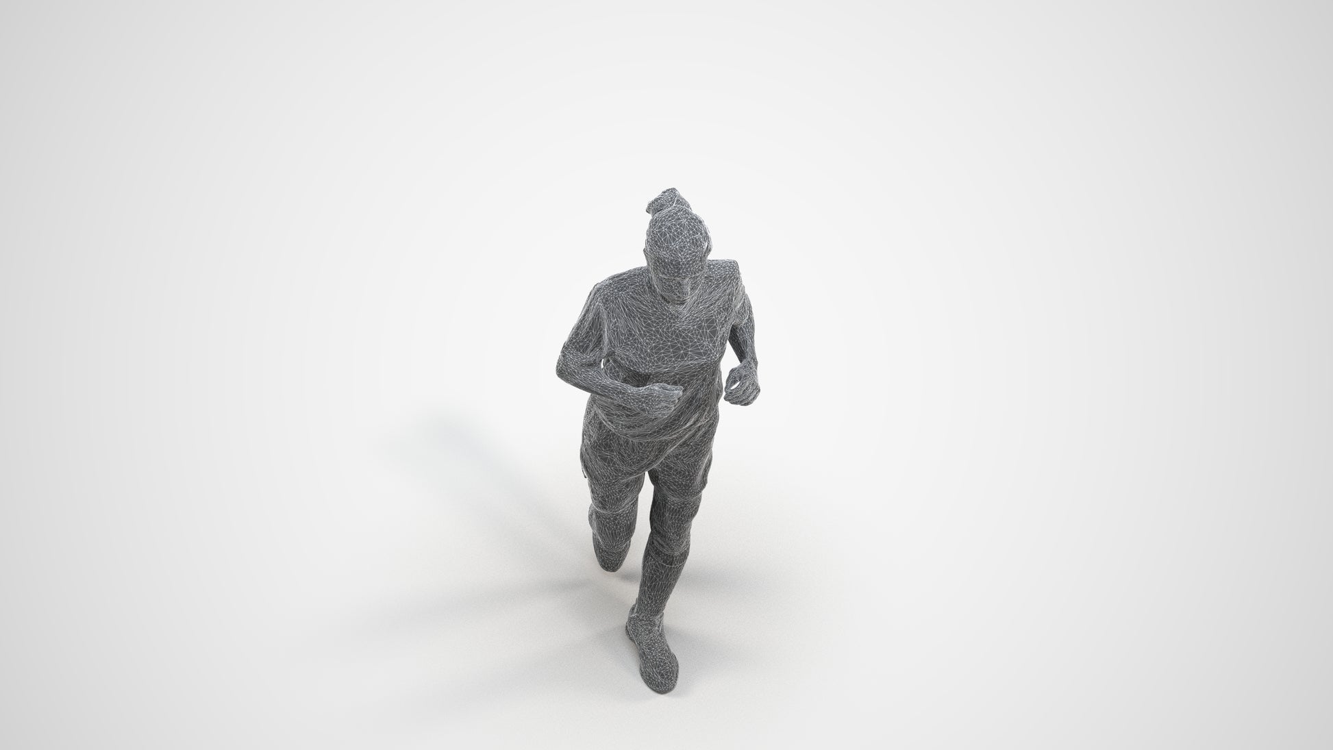 3D people model woman sport, scanned human for 3ds Max rendering, wireframe three-quarter view