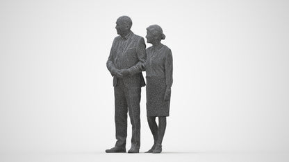 realistic 3D human senior woman business kids, archviz people FBX OBJ for Blender, wireframe back view