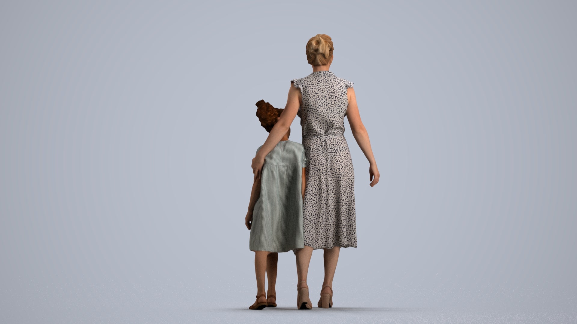 3D scanned girl kids casual, photorealistic archviz people for Enscape and SketchUp, front view render