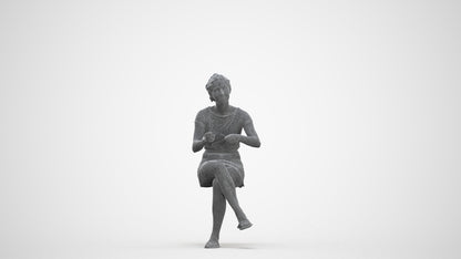 scanned 3D woman casual sitting, photogrammetry people for Enscape and V-Ray, three-quarter front view render