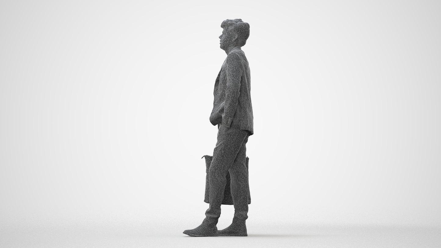 scanned 3D man casual standing, photogrammetry people for Enscape and V-Ray, square thumbnail