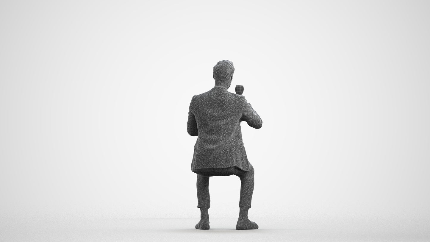 realistic 3D human man formal formalaffairs, archviz people FBX OBJ for Blender, wireframe front view