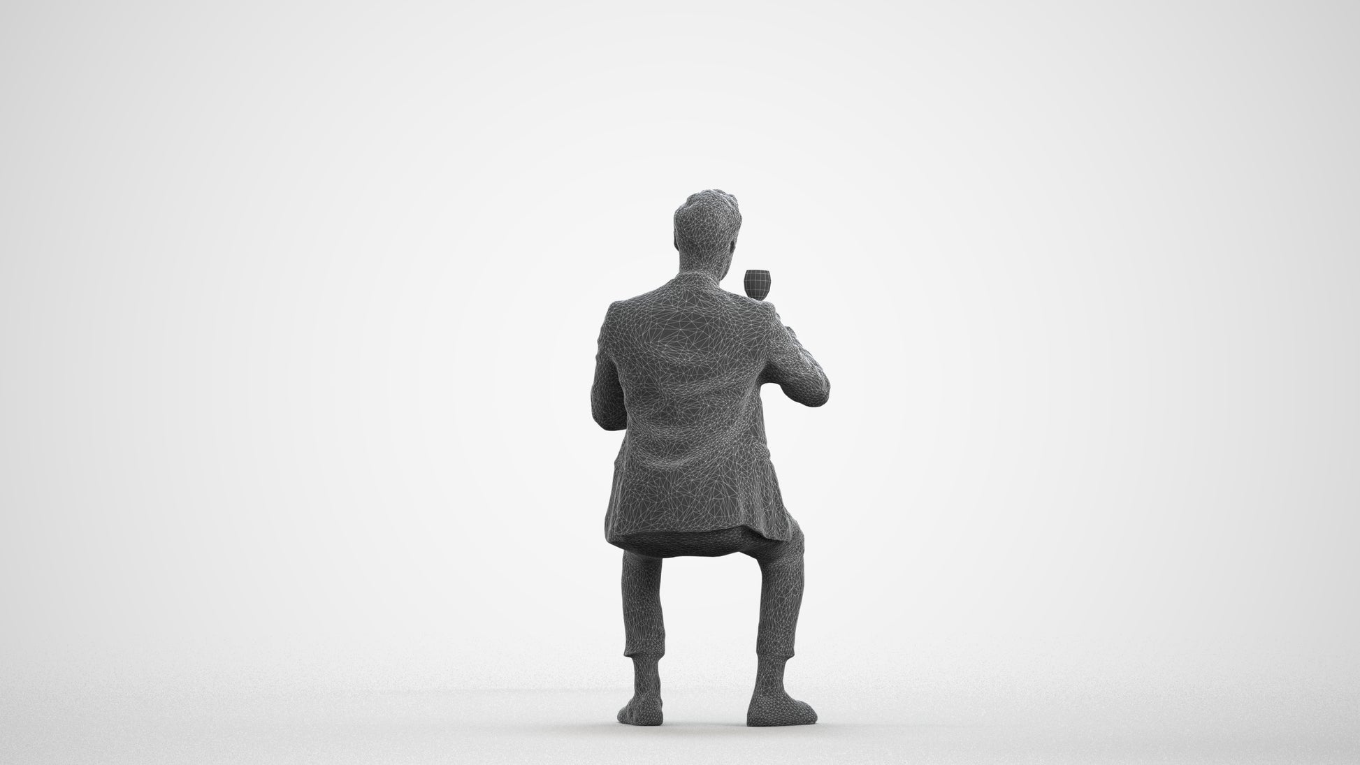 realistic 3D human man formal formalaffairs, archviz people FBX OBJ for Blender, wireframe front view