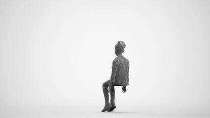 photogrammetry 3D girl casual kids, realistic human model archviz FBX, wireframe front view