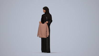 scanned 3D woman standing, photogrammetry people for Enscape and V-Ray, top-down view render