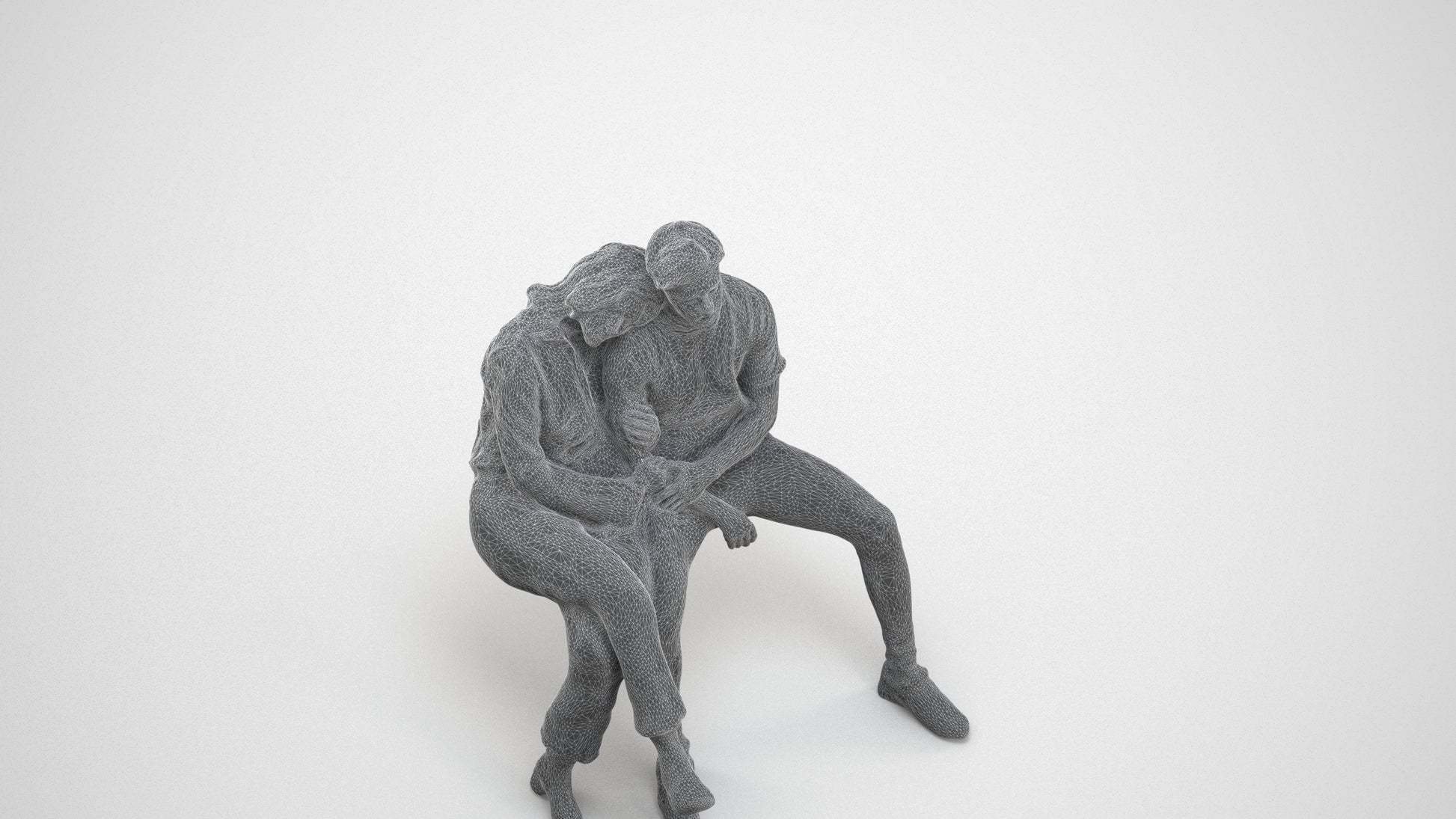 3D people model woman business couple, scanned human for 3ds Max rendering, wireframe three-quarter view