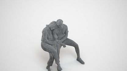 3D people model woman business couple, scanned human for 3ds Max rendering, wireframe three-quarter view