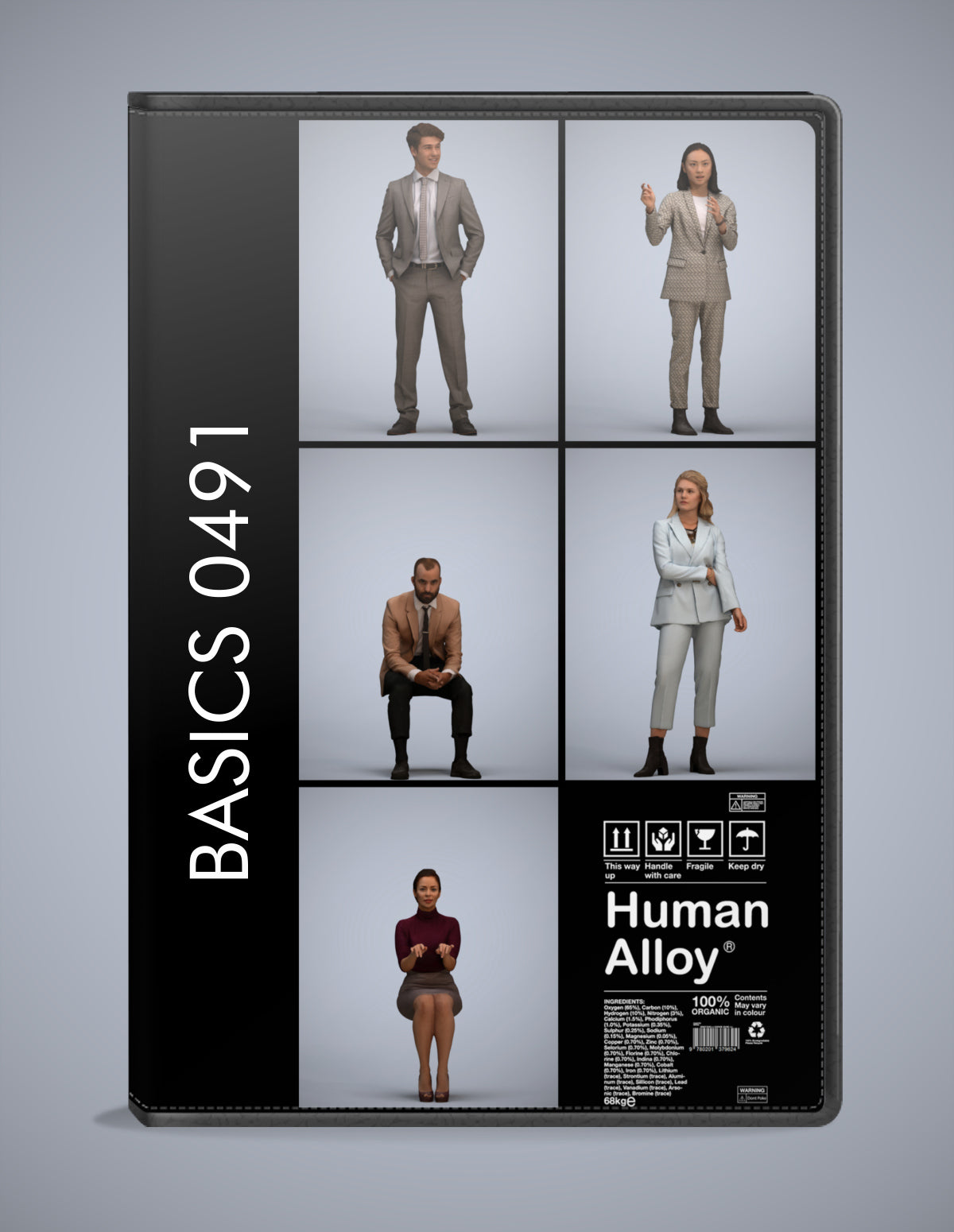 scanned 3D people business collection, 5 photogrammetry models for Enscape and V-Ray