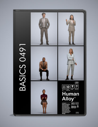 scanned 3D people business collection, 5 photogrammetry models for Enscape and V-Ray