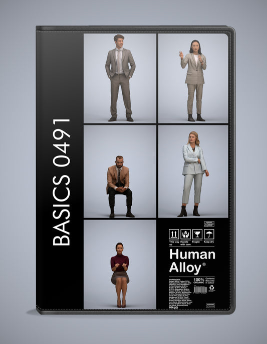 scanned 3D people business collection, 5 photogrammetry models for Enscape and V-Ray