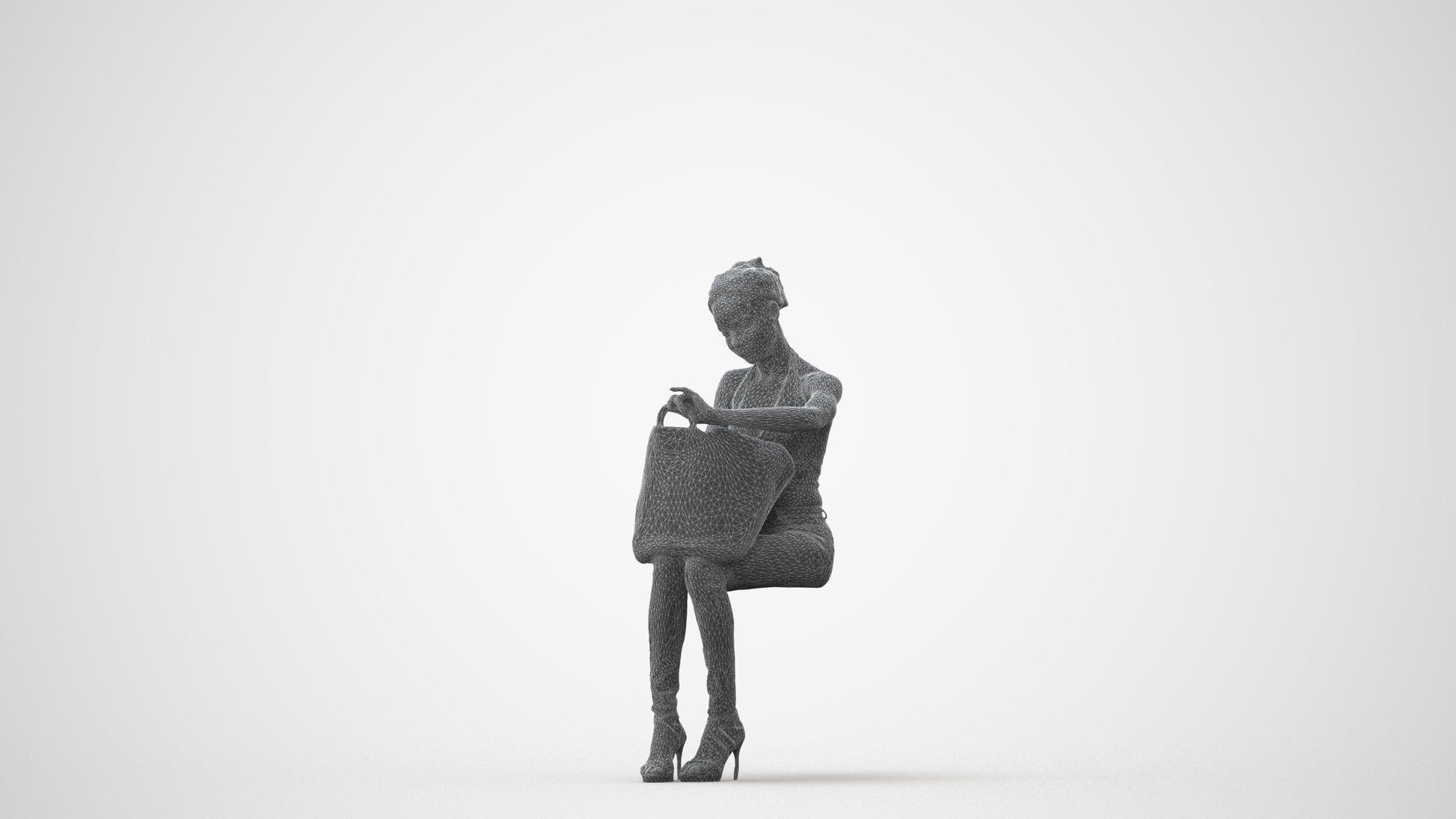 realistic 3D people woman casual sitting, render-ready for V-Ray and Corona, FBX OBJ, square thumbnail
