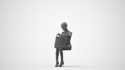 realistic 3D people woman casual sitting, render-ready for V-Ray and Corona, FBX OBJ, square thumbnail