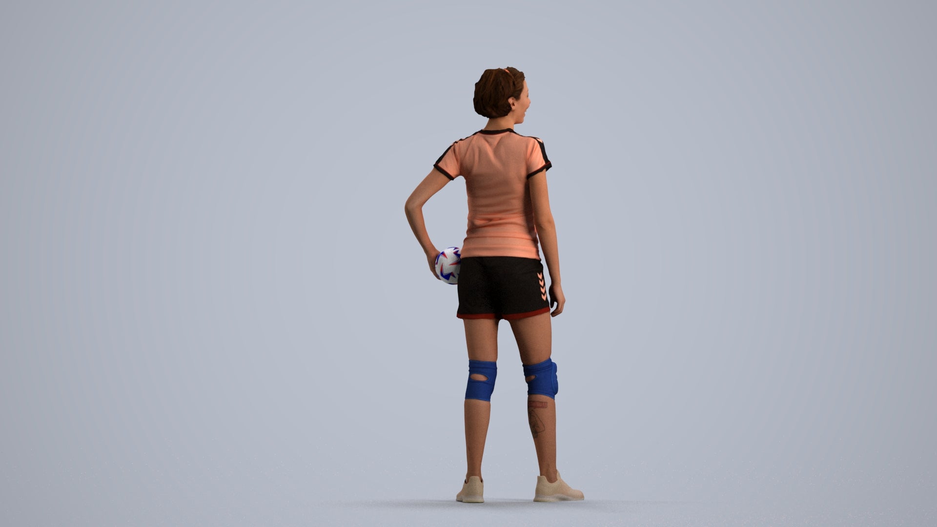 realistic 3D human woman sport, archviz people FBX OBJ for Blender, front view render