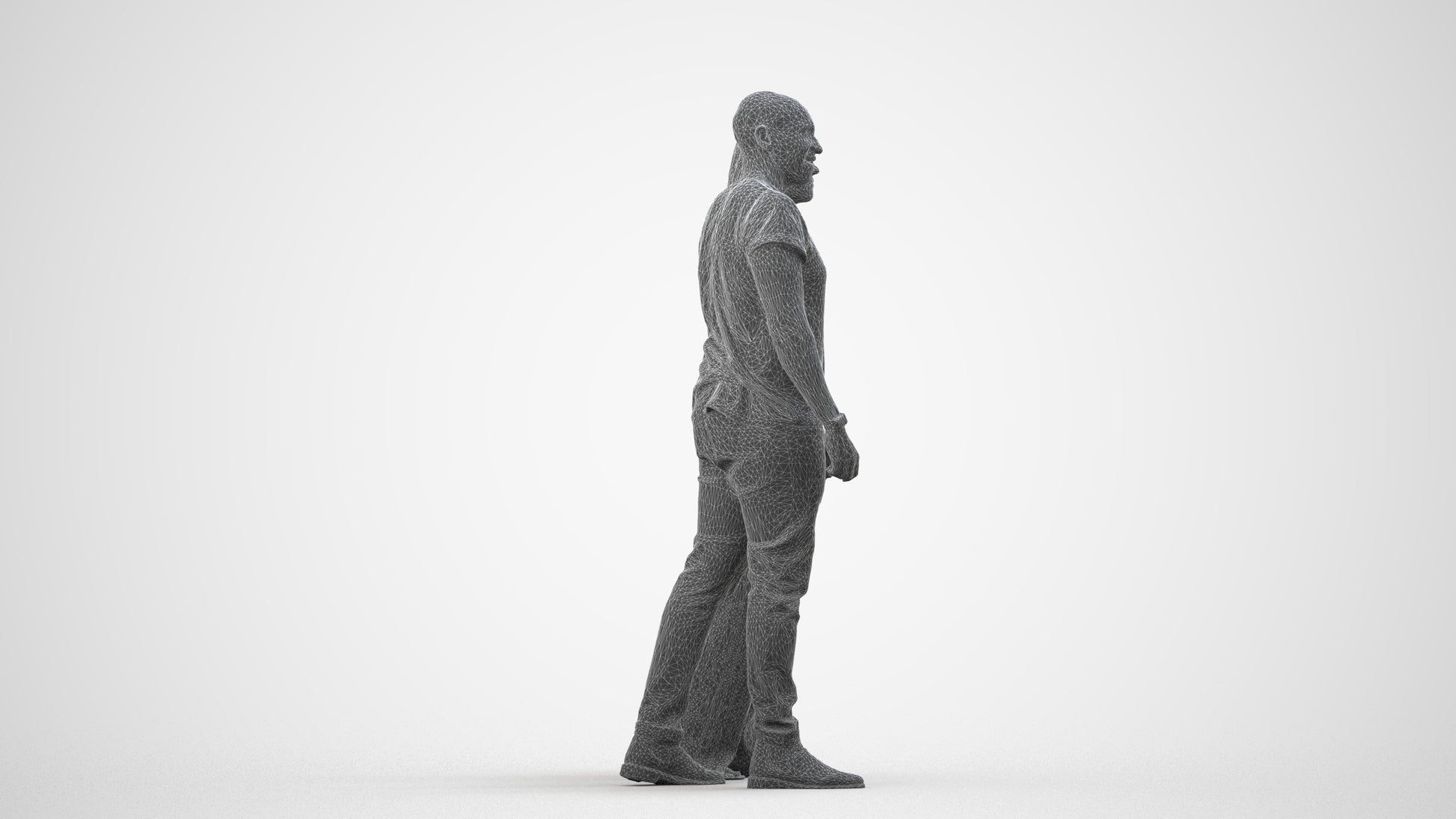 realistic 3D people woman casual couple, render-ready for V-Ray and Corona, FBX OBJ, wireframe side view