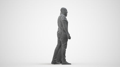 realistic 3D people woman casual couple, render-ready for V-Ray and Corona, FBX OBJ, wireframe side view