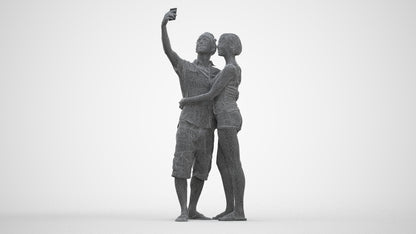 3D human model woman couple, photogrammetry scanned person for archviz, three-quarter front view render