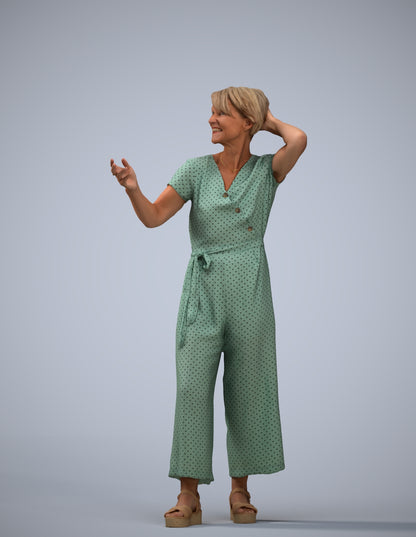 realistic 3D human senior woman casual standing, archviz people FBX OBJ for Blender