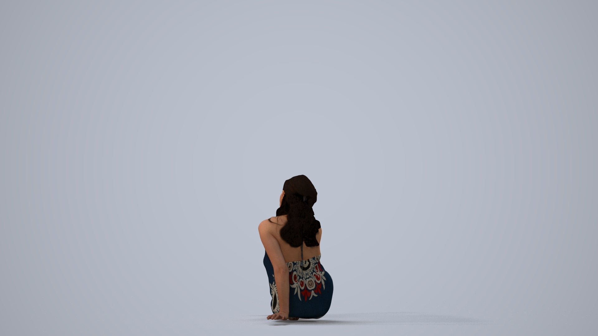 3D people model woman pool, scanned human for 3ds Max rendering, three-quarter view render
