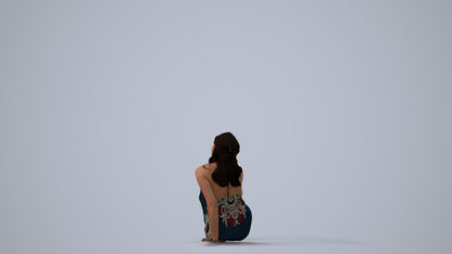 3D people model woman pool, scanned human for 3ds Max rendering, three-quarter view render