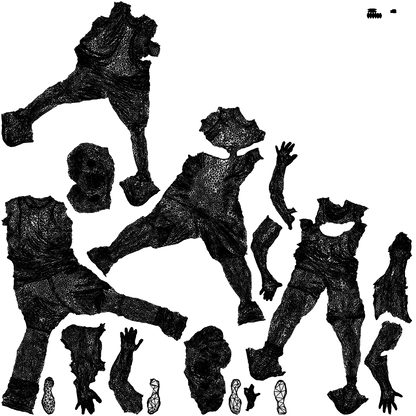 3D scanned man sport, photorealistic archviz people for Enscape and SketchUp, wireframe top-down view