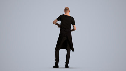 3D scanned man standing, photorealistic archviz people for Enscape and SketchUp, front view render