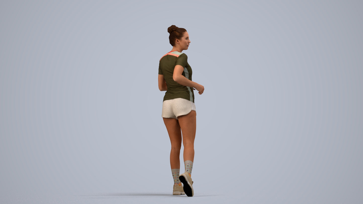 scanned 3D woman sport, photogrammetry people for Enscape and V-Ray, side view render