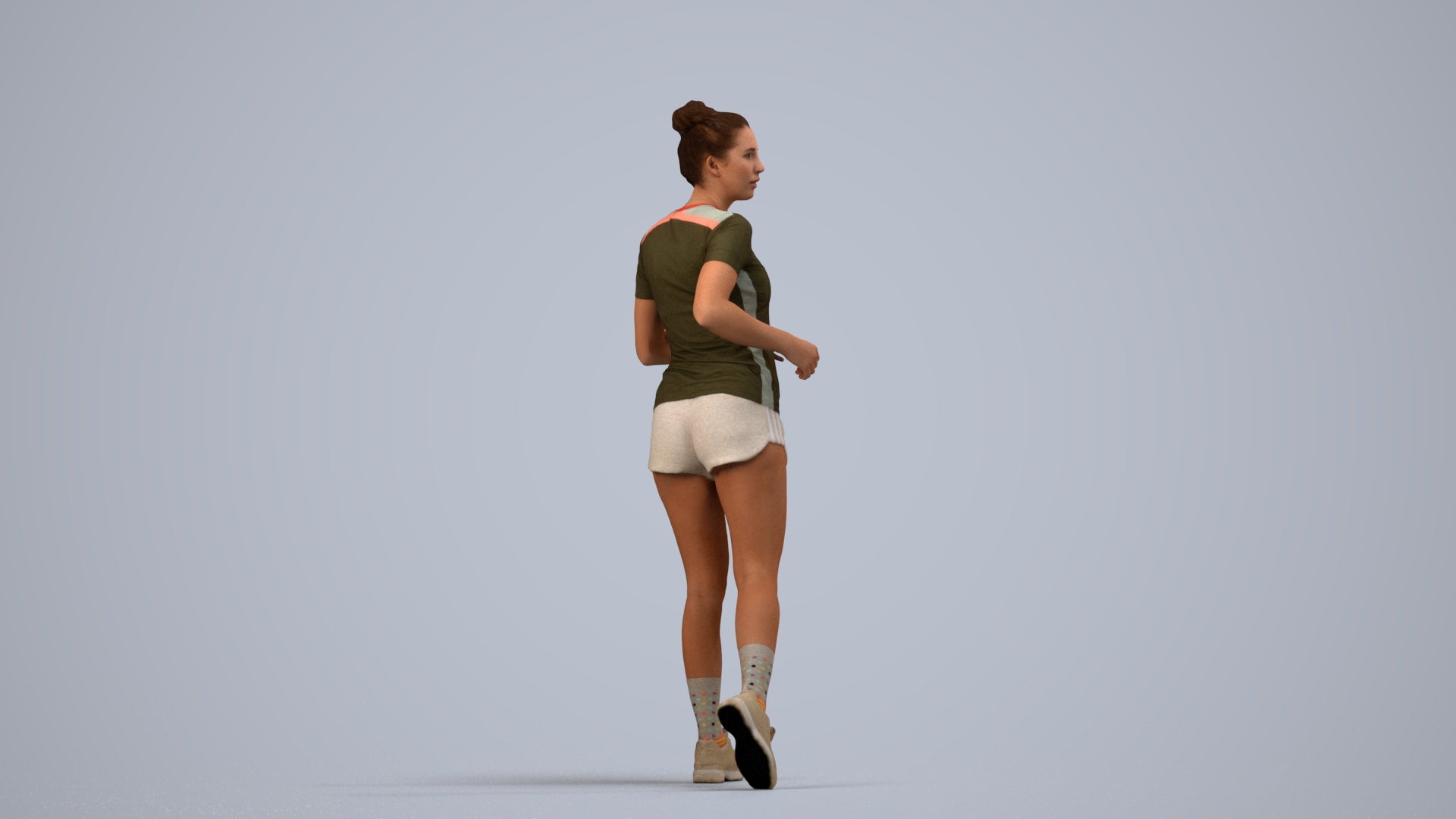 scanned 3D woman sport, photogrammetry people for Enscape and V-Ray, side view render