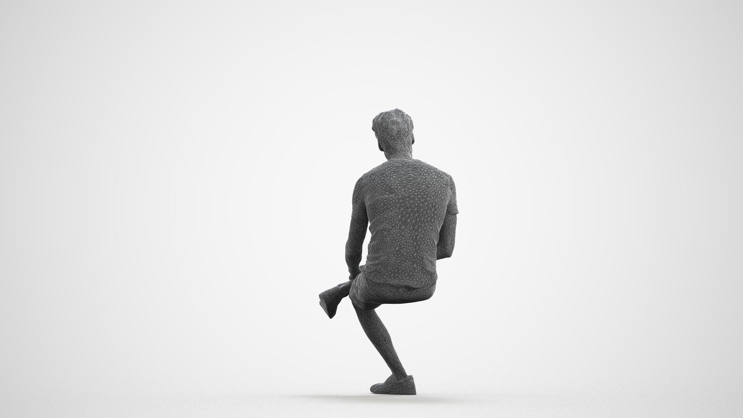 realistic 3D human man casual sitting, archviz people FBX OBJ for Blender, wireframe front view
