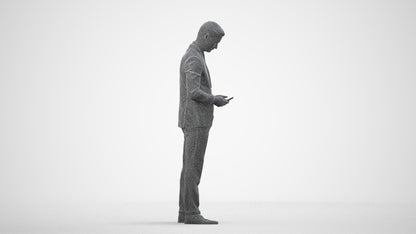 scanned 3D man business, photogrammetry people for Enscape and V-Ray, wireframe side view